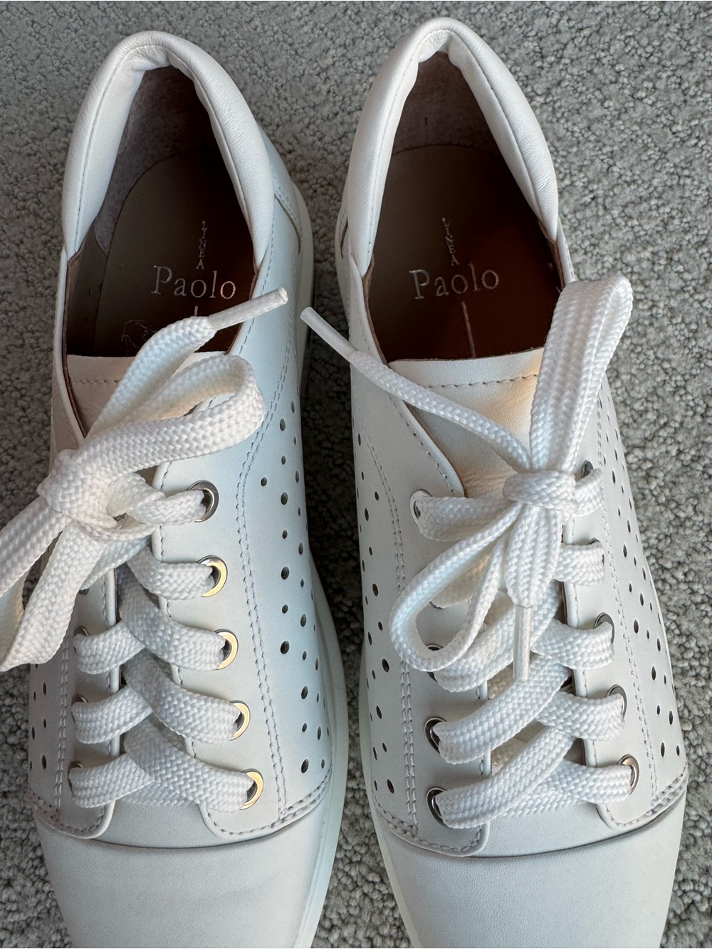 Linea Paolo Women’s White Platform Perforated Leather Sneaker - Picture 10 of 12
